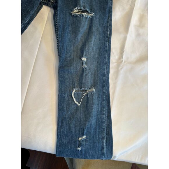 Harley Davidson distressed women's jeans size 10-12 raw edge hem - Picture 2 of 6